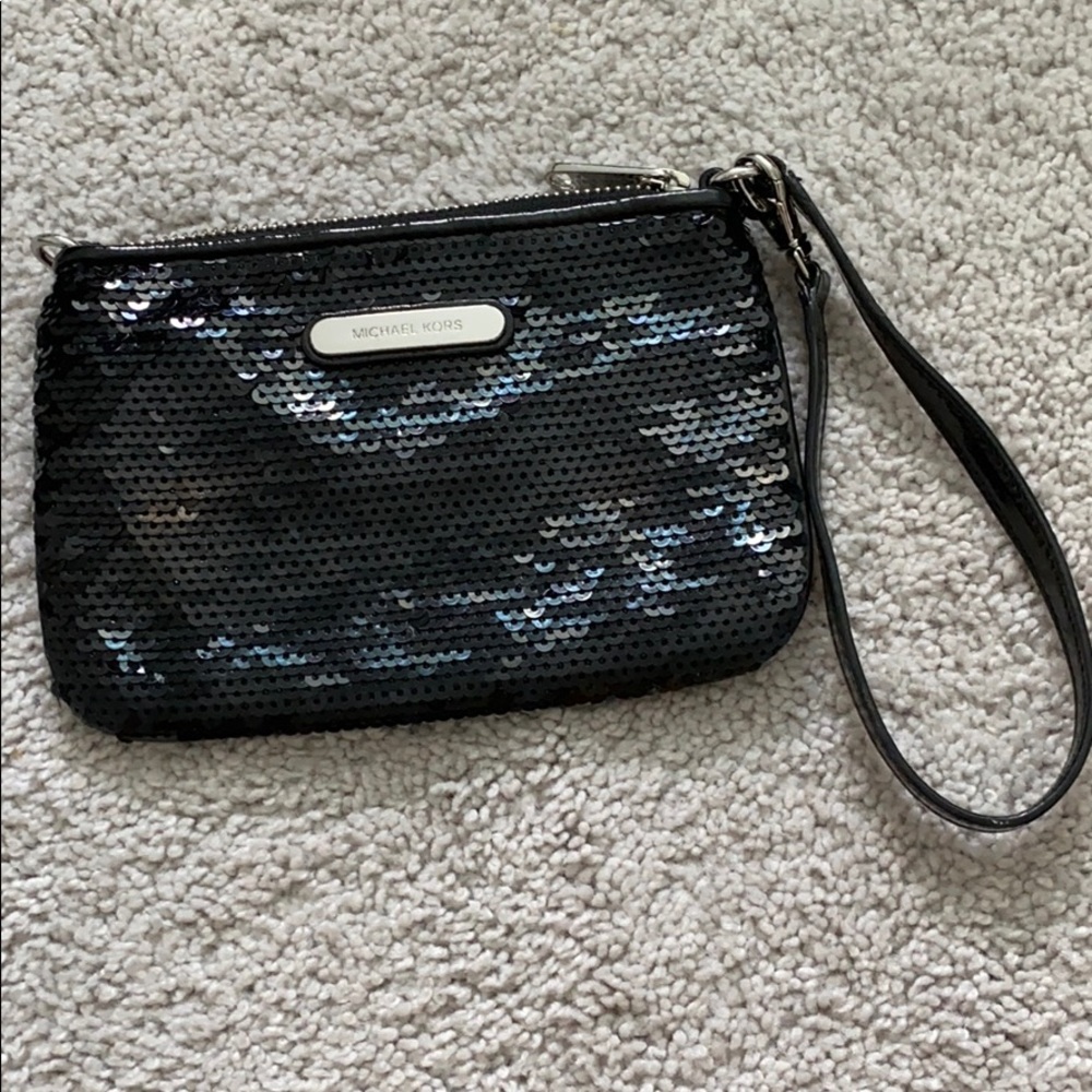 Micheal Kors black sequins wristlet